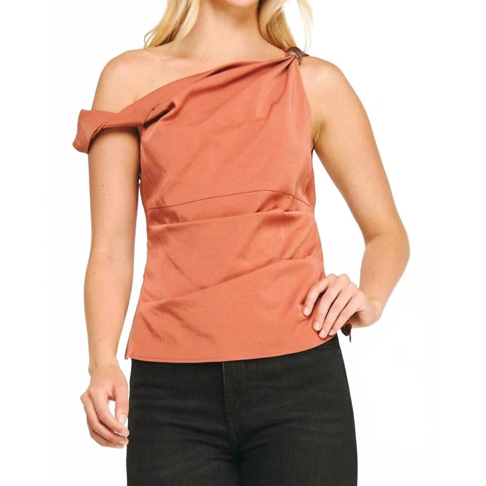 NEW STRUT & BOLT sheena asymmetric twisted bead top in terracotta
